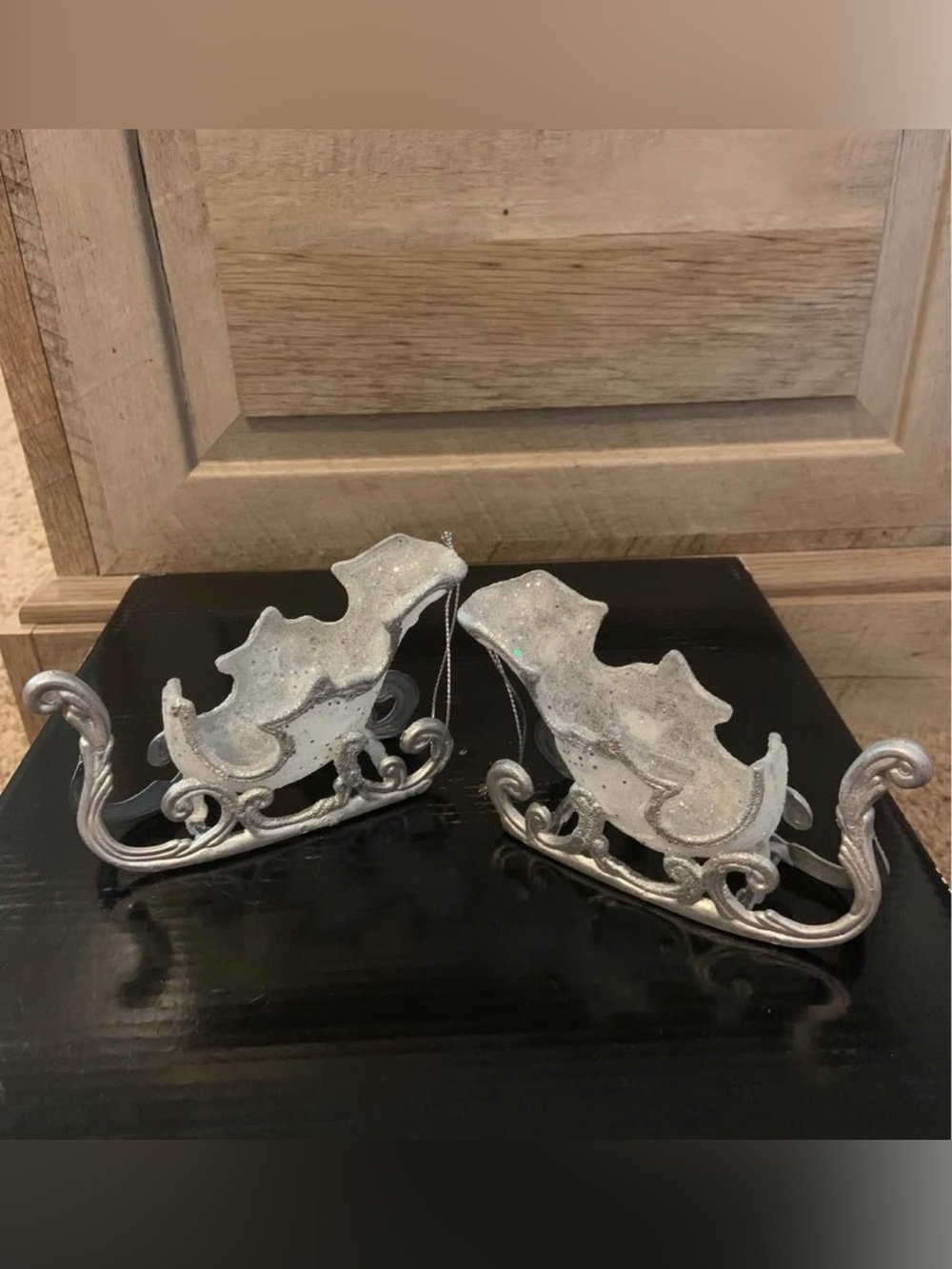 Silver Glitter Sleigh Wall Decor - Festive Home Accent